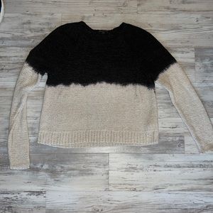 JAMES PERSE DIP-DYED PULLOVER SWEATER BLACK/CREAM COTTON-LINEN SIZE 0